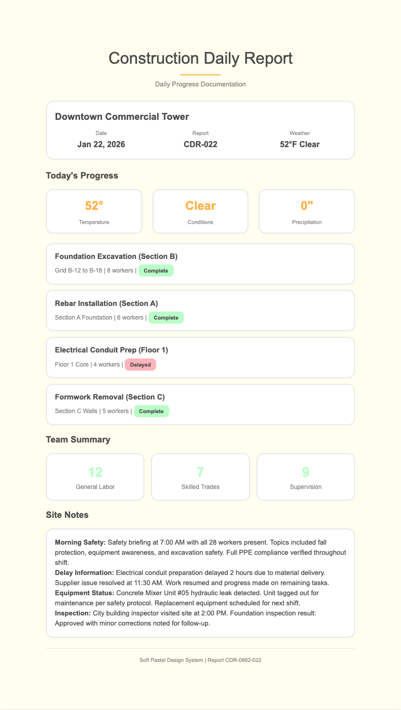 Pastel soft construction report
